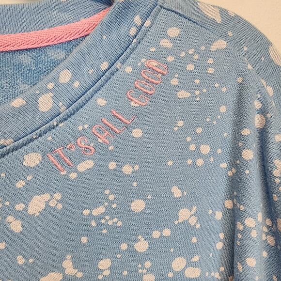 P.J. Salvage Pullover Pajama Top Size L Blue Splatter Flick Of The Brush Relaxed - Picture 6 of 16